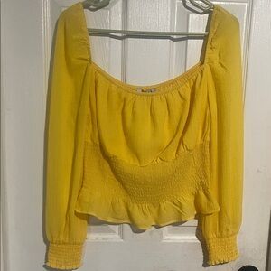 Papaya Yellow Blouse with Smocked Details